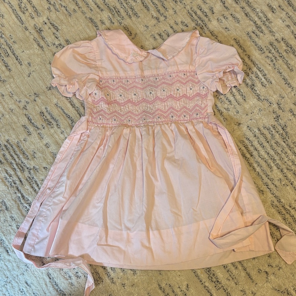 Pink Smocked Kids Dress